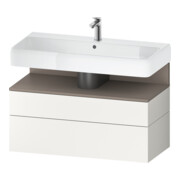 Duravit Meuble sous lavabo Qatego 99x47x59 cm, blanc mat/gris mat, 1 porte, 1 tiroir-1