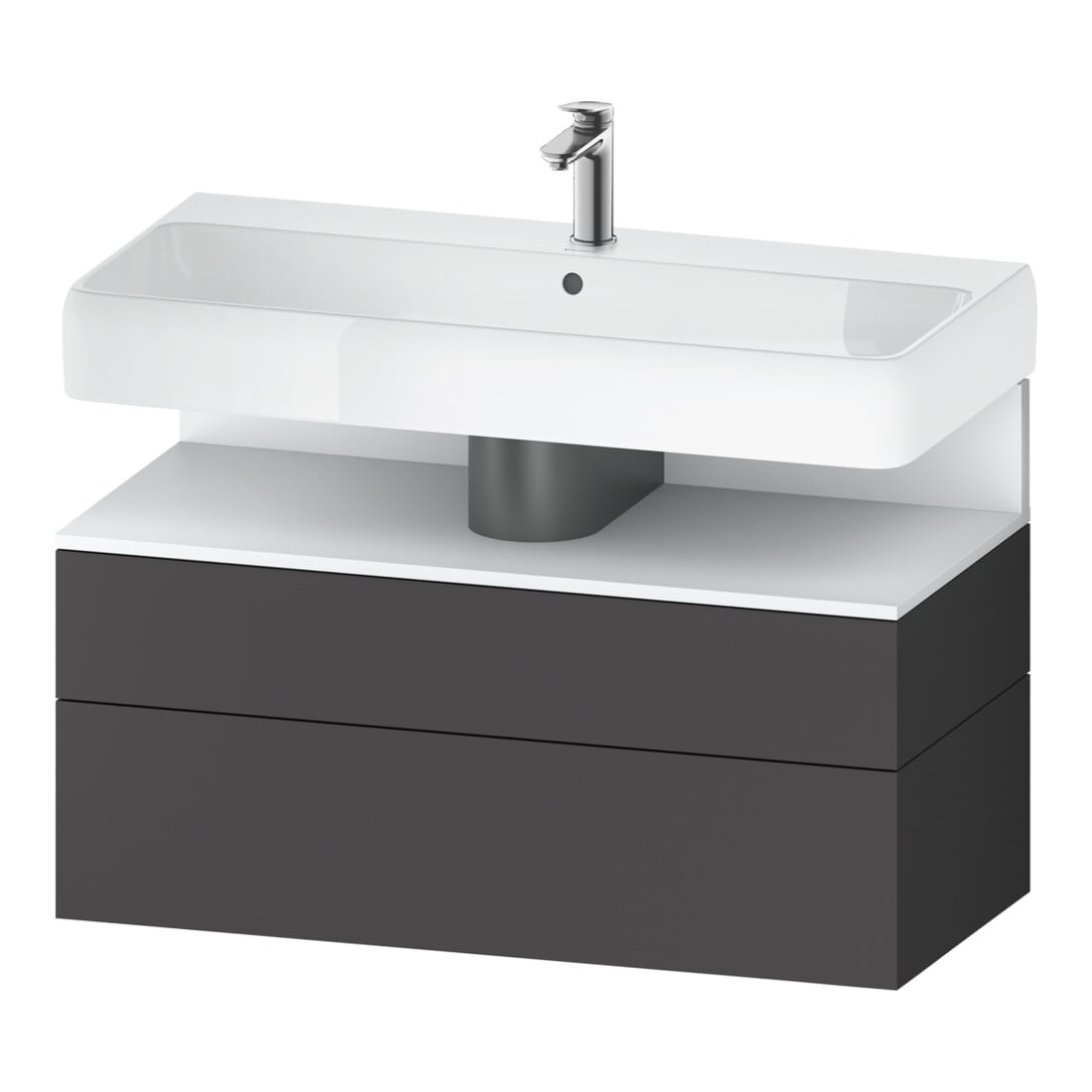 Duravit Meuble sous-lavabo Qatego 99x47x59 cm, blanc mat/gris mat, 1 porte, avec niche