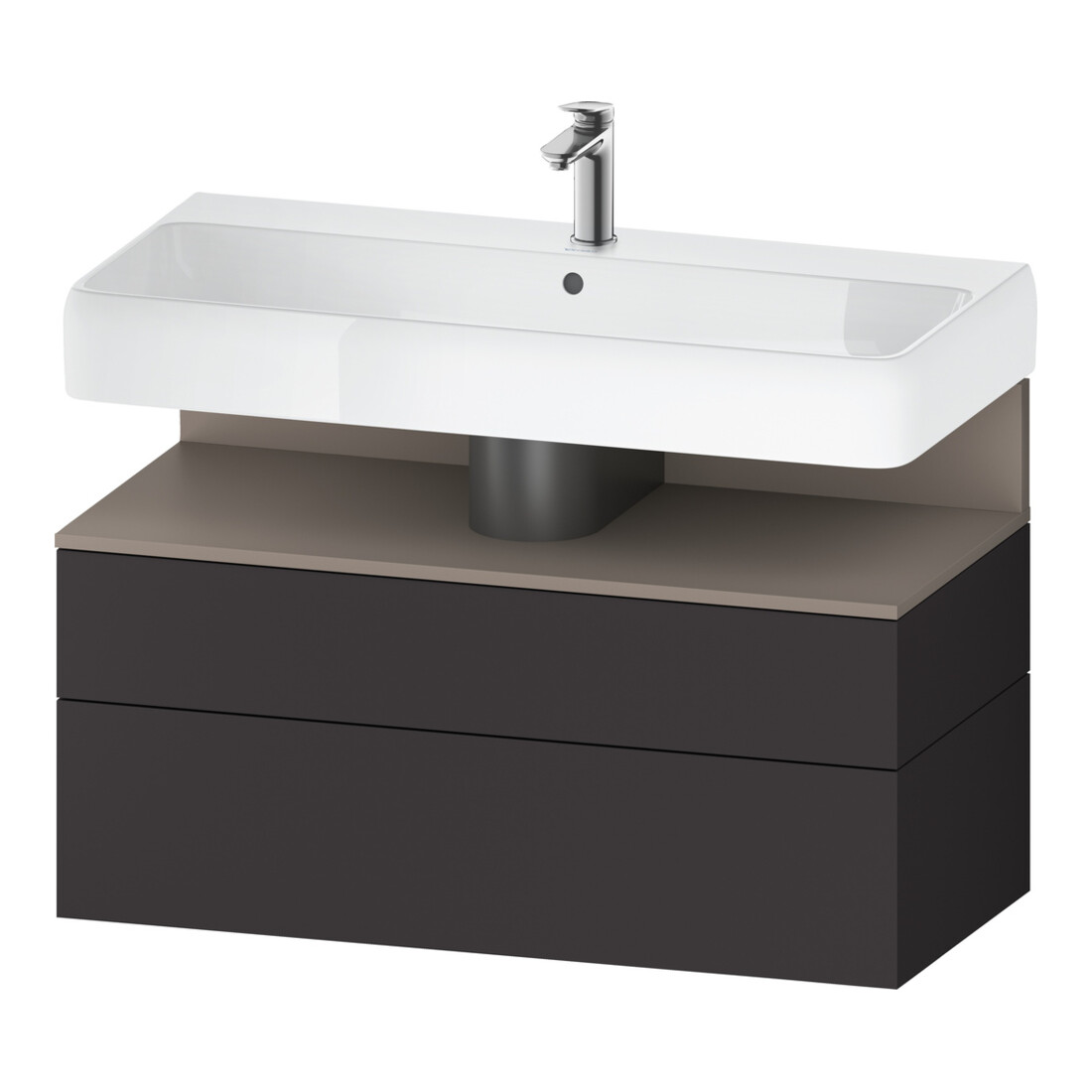 Duravit Meuble sous-lavabo Qatego 99x47x59 cm, blanc mat/gris mat, 1 porte, avec poignée