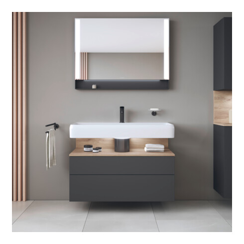 Duravit Meuble sous lavabo Qatego 99x47x59 cm, E Ma/Gris, 1 porte, avec poignée