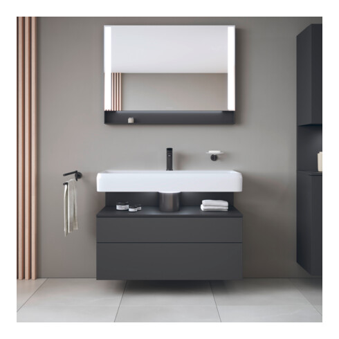 Duravit Meuble sous lavabo Qatego 99x47x59 cm, gris, 1 porte, niche intégrée