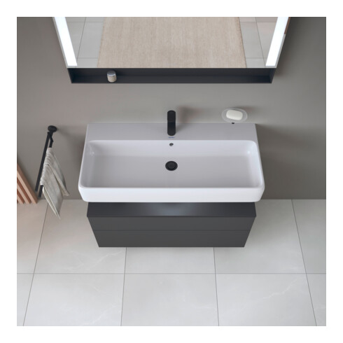 Duravit Meuble sous lavabo Qatego 99x47x59 cm, gris, 1 porte, niche intégrée