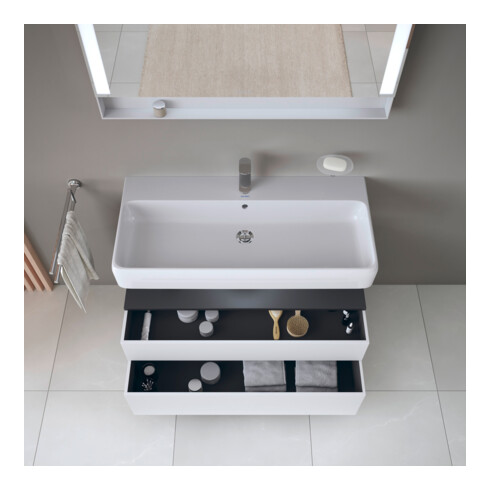 Duravit Meuble sous lavabo Qatego 99x47x59 cm, gris m/blanc m, 1 porte, m B