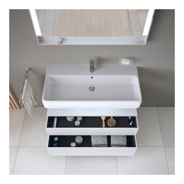 Duravit Meuble sous-lavabo Qatego 99x47x59cm, blanc mat, 1 porte, avec niche