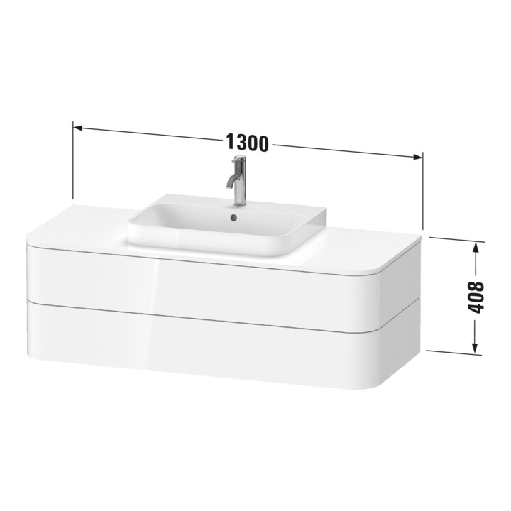 Duravit Meuble sous-lavabo sans ES Happy D.2 Plus 40,8x130cm, 2 tiroirs, blanc supermat