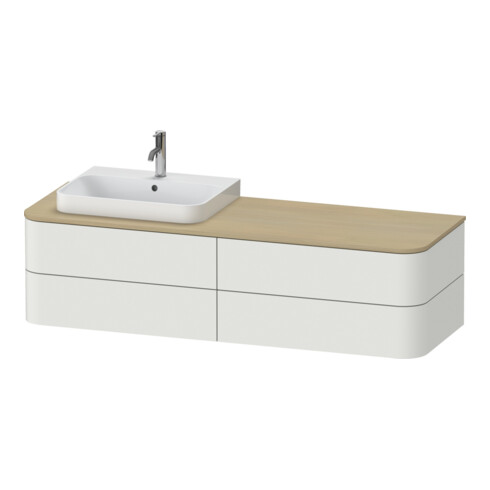 Duravit Meuble sous lavabo sans ES Happy D.2 Plus 40,8x160 cm, 4 tiroirs, blanc nord mat gauche