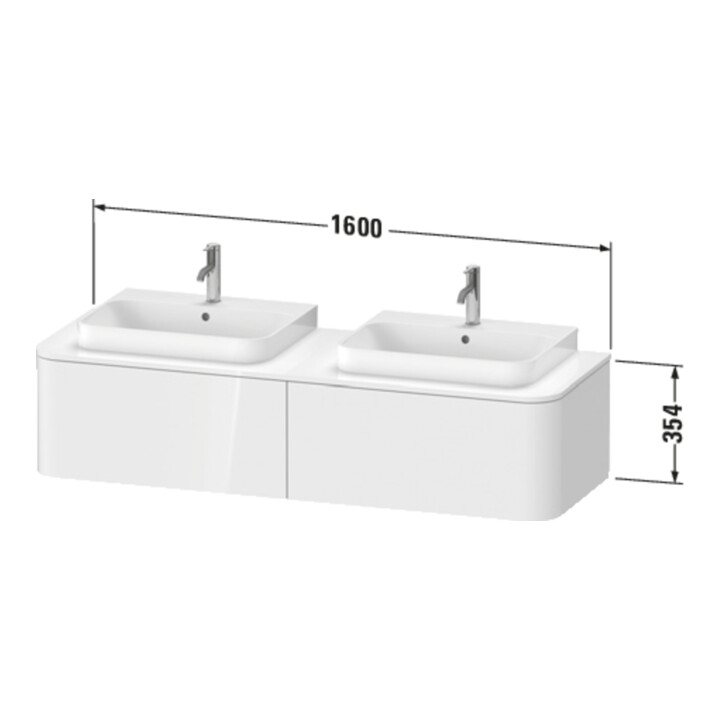 Duravit Meuble sous-lavabo sans plan Happy D.2 Plus 35,4x160cm, 1 tiroir, BP b, lin