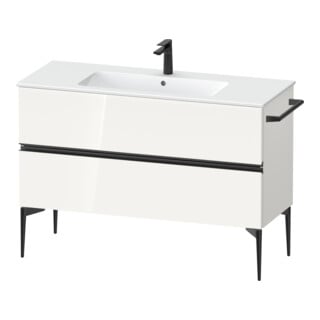 Duravit Meuble sous lavabo Sivida 121x59,1x47,7 cm, 2 tiroirs, blanc brillant, poignées noires