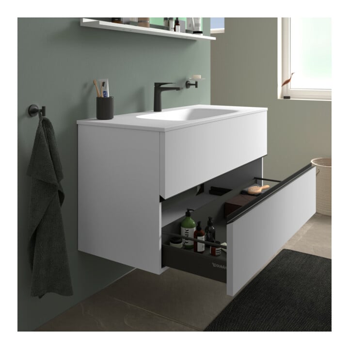Duravit Meuble sous lavabo Sivida 121x59,2x47,7 cm, 2 tiroirs, blanc mat, taille S