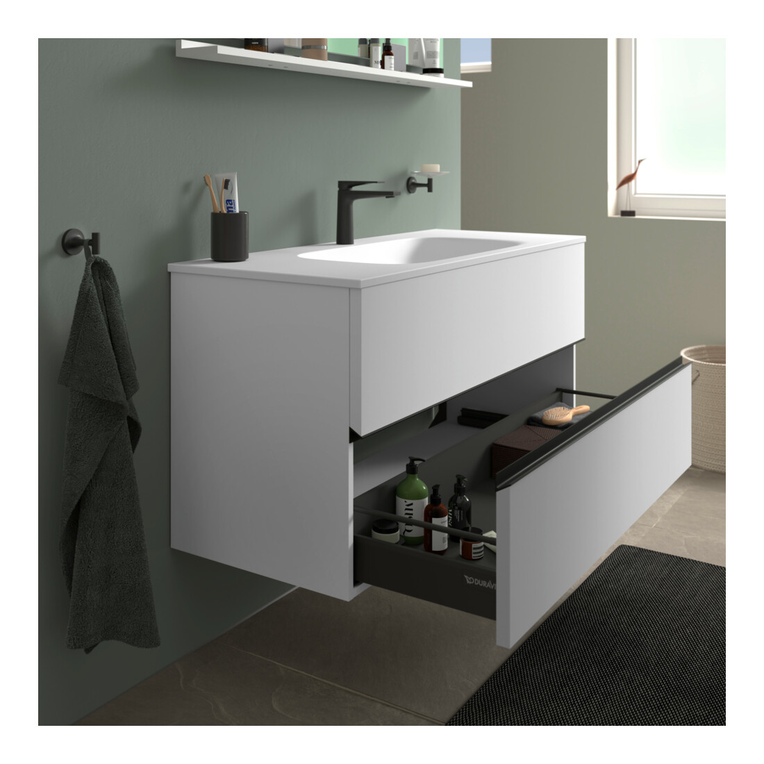 Duravit Meuble sous lavabo Sivida 121x59,2x47,7 cm, 2 tiroirs, blanc mat, taille S