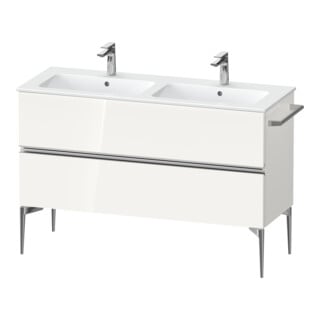 Duravit Meuble sous lavabo Sivida 128x59,1x47,7 cm, 2 tiroirs, blanc brillant, chromé