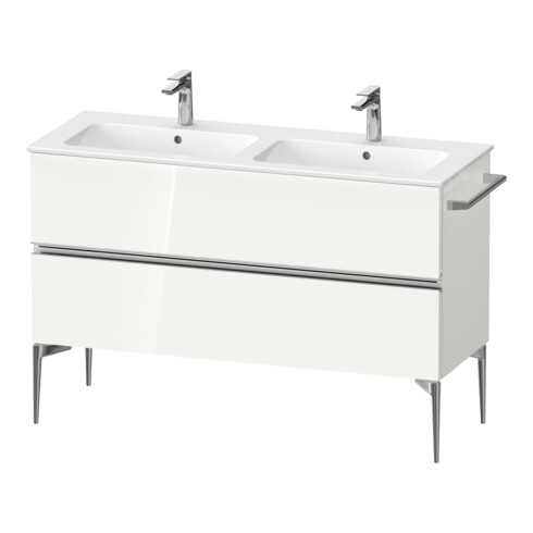 Duravit Meuble sous lavabo Sivida 128x59,1x47,7 cm, 2 tiroirs, blanc brillant, chromé