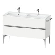 Duravit Meuble sous lavabo Sivida 128x59,1x47,7 cm, 2 tiroirs, blanc mat, grand chrome