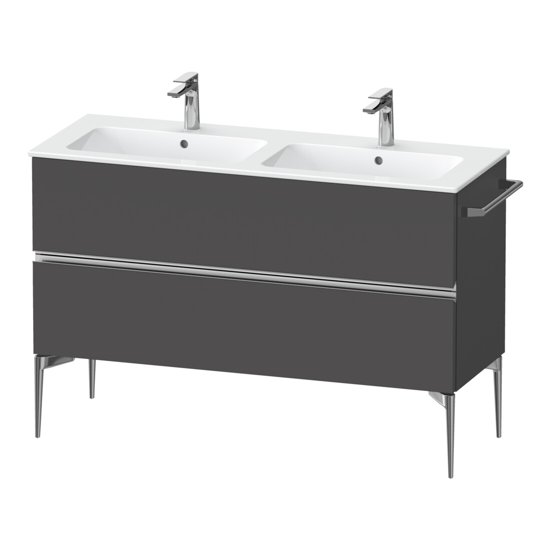 Duravit Meuble sous lavabo Sivida 128x59,1x47,7 cm, 2 tiroirs, gris, G chr