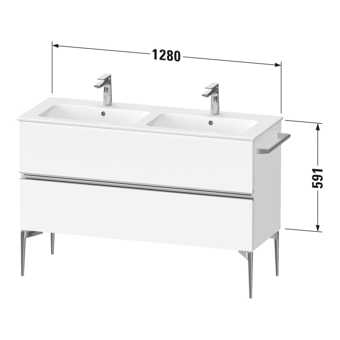 Duravit Meuble sous lavabo Sivida 128x59,1x47,7 cm, 2 tiroirs, gris, G chr