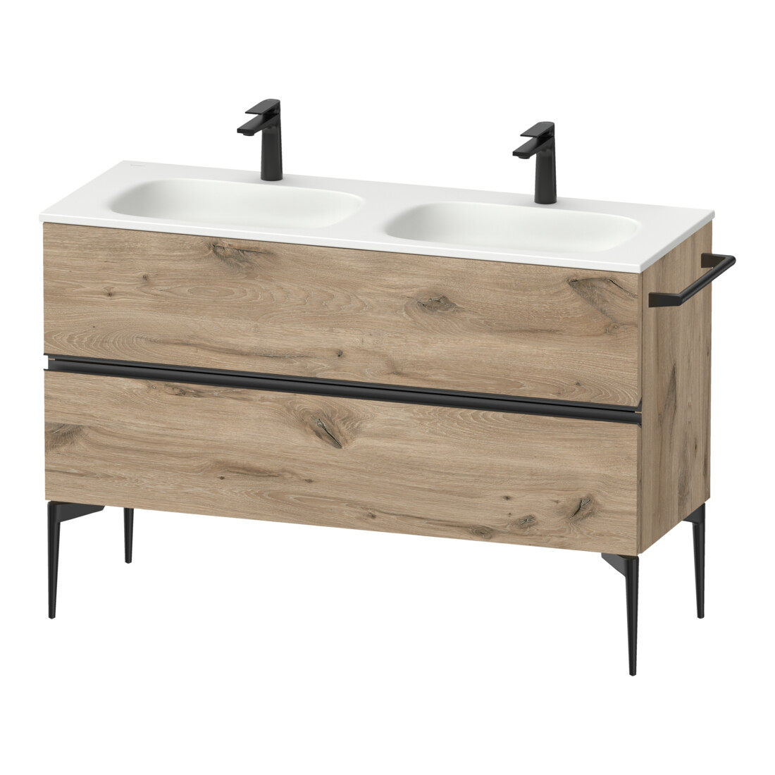 Duravit Meuble sous lavabo Sivida 128x59,2x47,7 cm, 2 tiroirs, E marbre, G noir