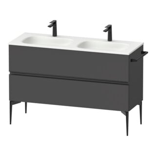 Duravit Meuble sous lavabo Sivida 128x59,2x47,7 cm, 2 tiroirs, gris m, poignées noires