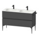Duravit Meuble sous lavabo Sivida 128x59,2x47,7 cm, 2 tiroirs, gris m, poignées noires-1