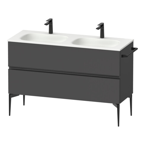 Duravit Meuble sous lavabo Sivida 128x59,2x47,7 cm, 2 tiroirs, gris m, poignées noires