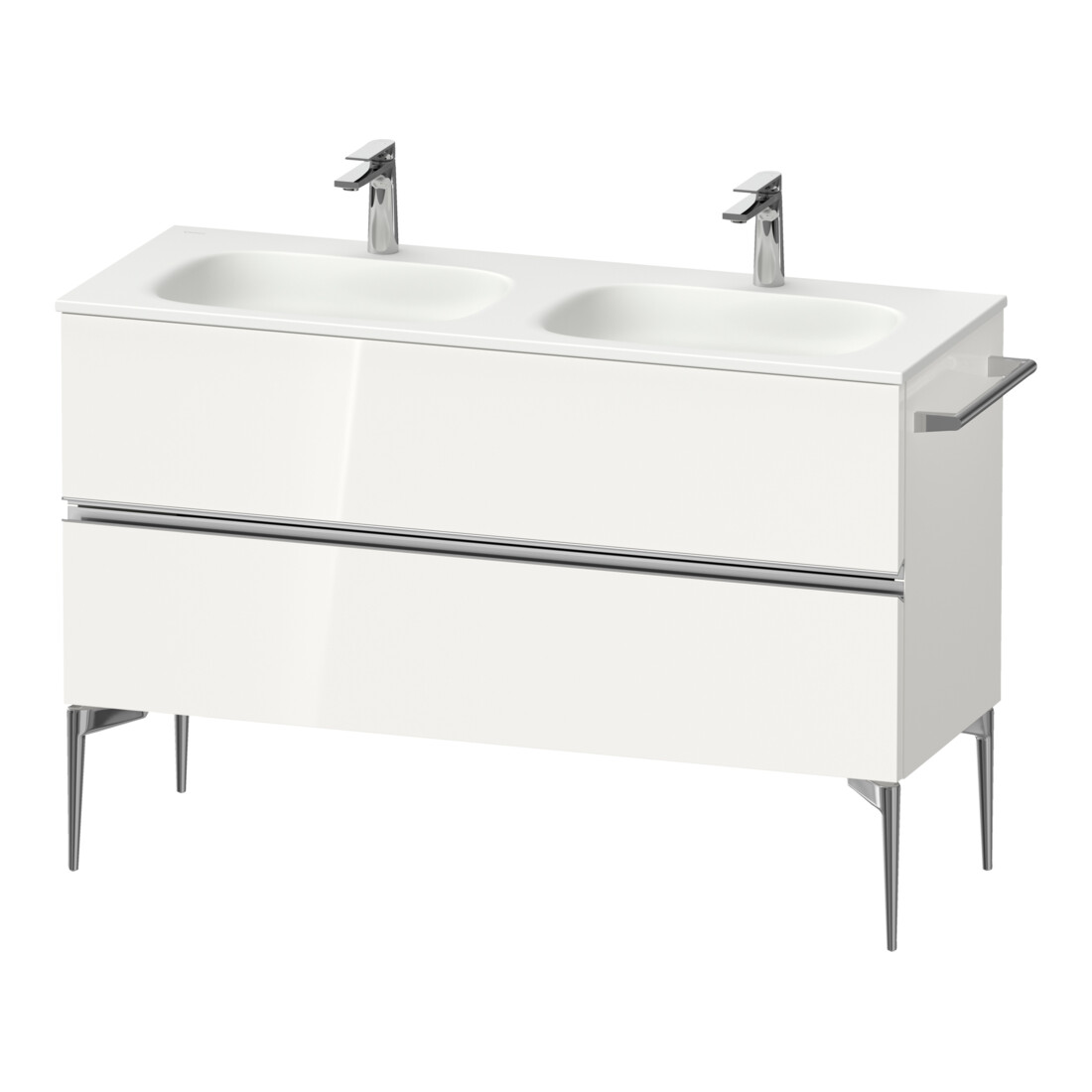 Duravit Meuble sous-lavabo Sivida 128x59,2x47,7cm, 2 tiroirs, blanc brillant, chromé