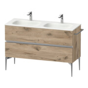 Duravit Meuble sous lavabo Sivida 128x59,2x47,7cm, 2 tiroirs, blanc œuf, poignée chrome