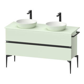 Duravit Meuble sous lavabo sur pied Sivida moy., 131,5x54,8x47,5 cm, 2 tiroirs, noir mat