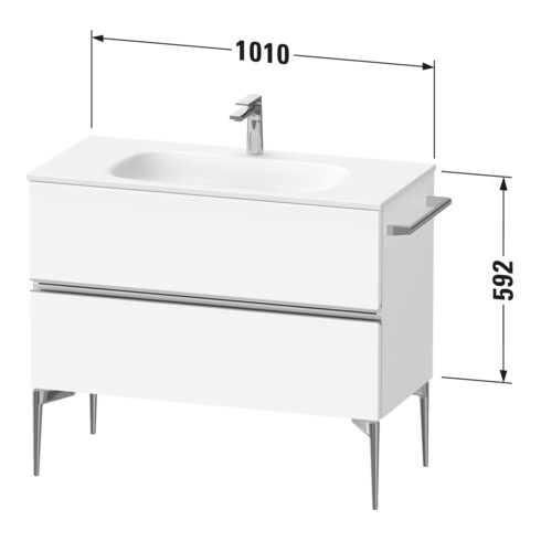 Duravit Meuble sous lavabo suspendu Sivida 101x59,2x47,7cm, 2 tiroirs, blanc, chrome