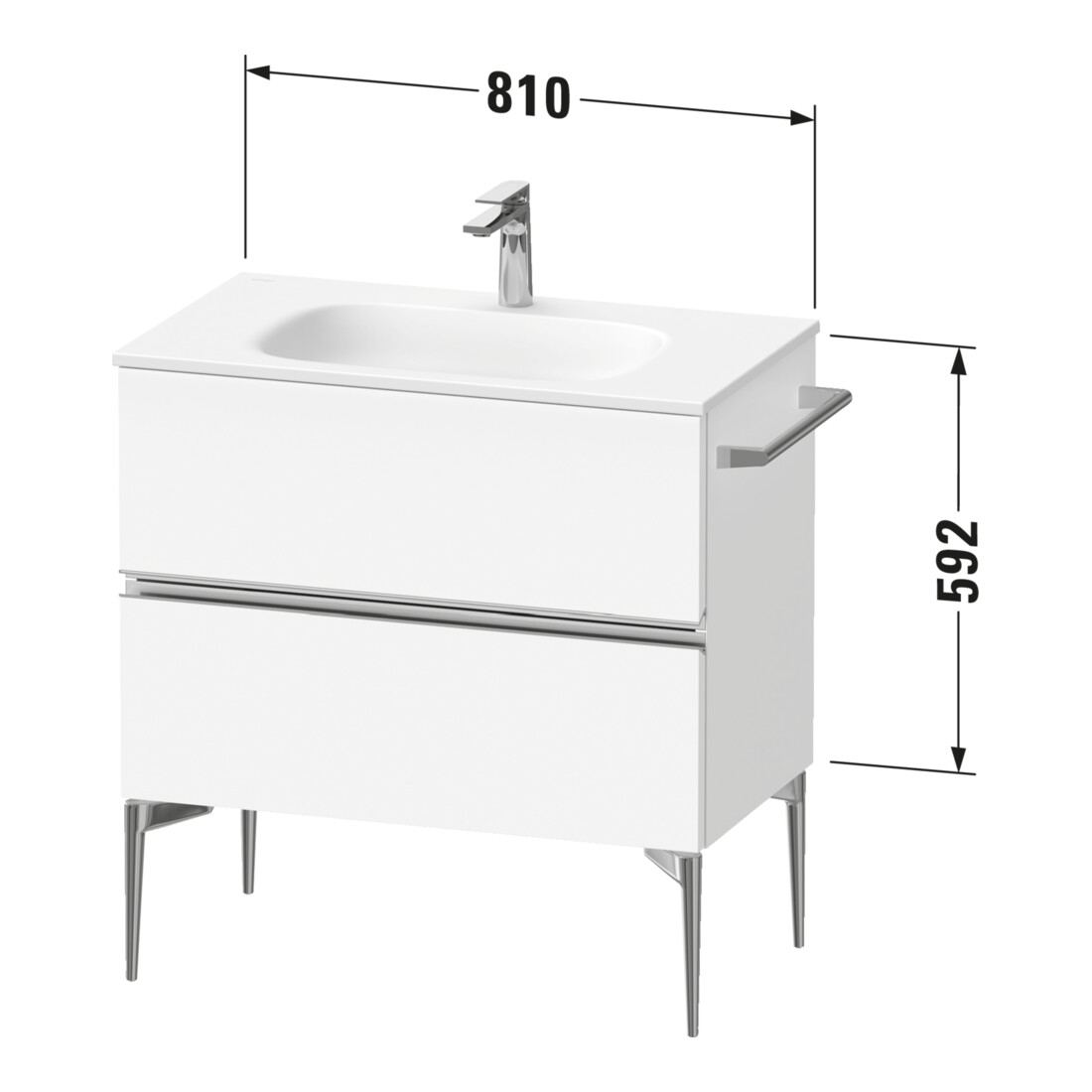 Duravit Meuble sous lavabo suspendu Sivida 81x59,2x47,7 cm, 2 tiroirs, E Marm, G chr