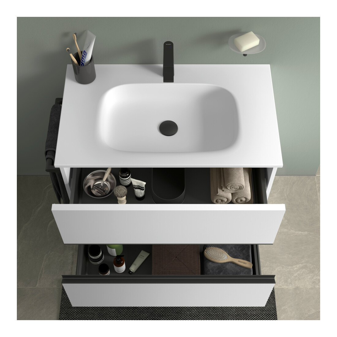 Duravit Meuble sous-lavabo suspendu Sivida 81x59,2x47,7cm, 2 tiroirs, blanc mat, Gr. sw