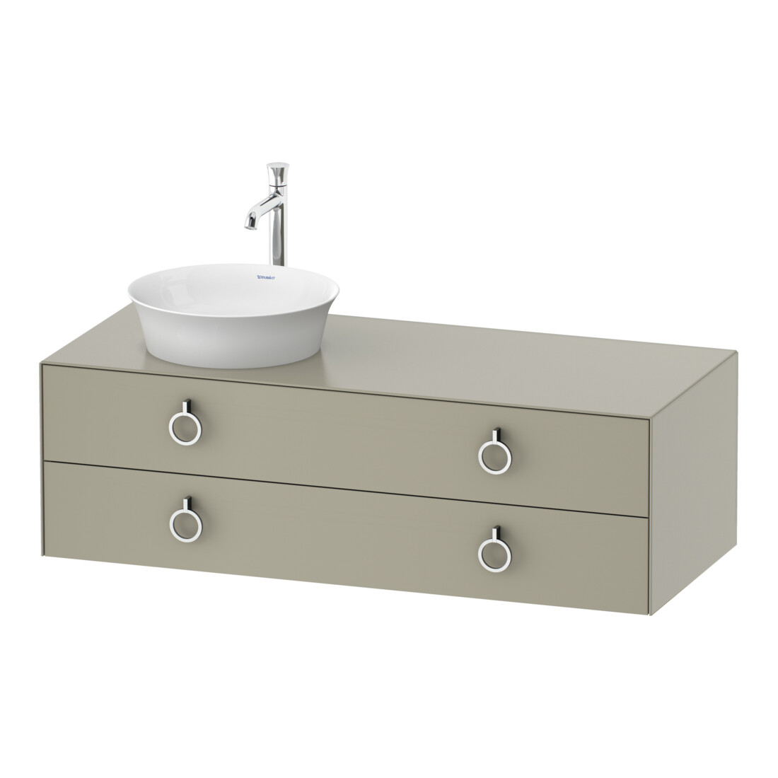 Duravit Meuble sous lavabo White Tulip 130x55 cm, 2 tiroirs, bec à gauche, taupe mat