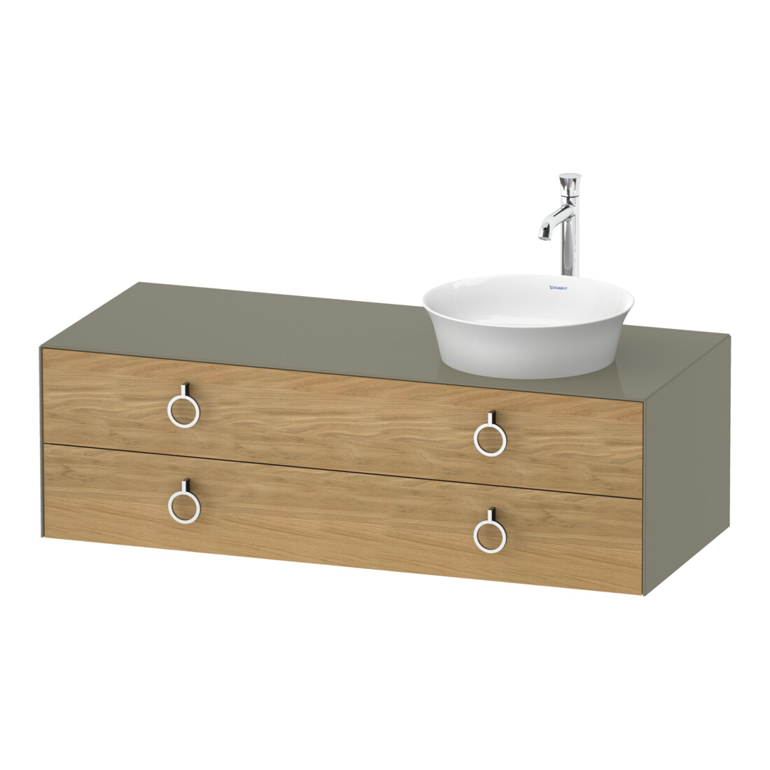 Duravit Meuble sous lavabo White Tulip 130x55 cm, 2 tiroirs, blanc, chêne naturel brillant