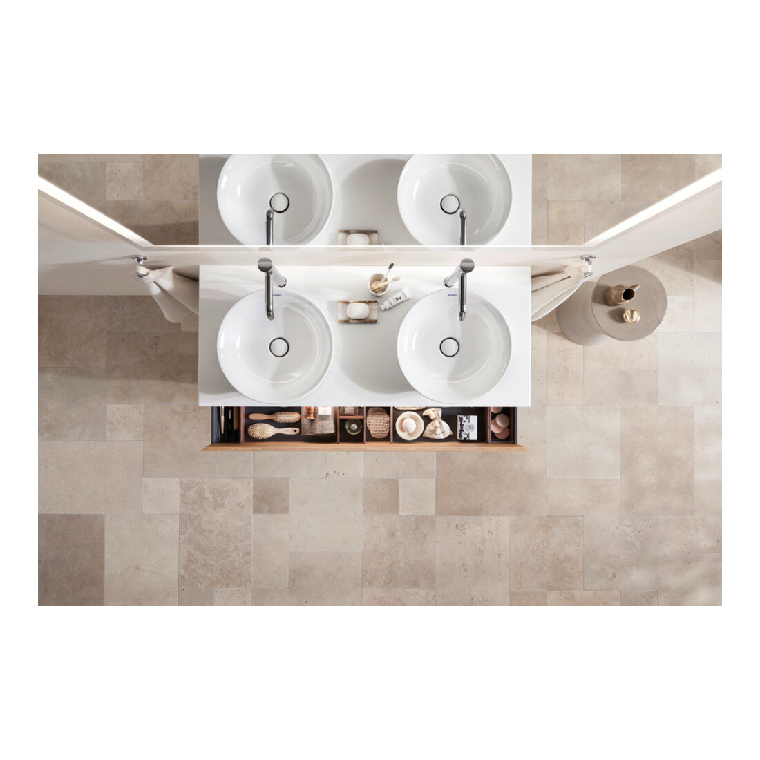 Duravit Meuble sous-lavabo White Tulip 130x55 cm, 2 tiroirs, blanc mat