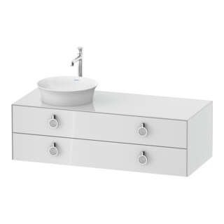 Duravit Meuble sous-lavabo White Tulip 130x55 cm, 2 tiroirs, évier gauche, blanc brillant