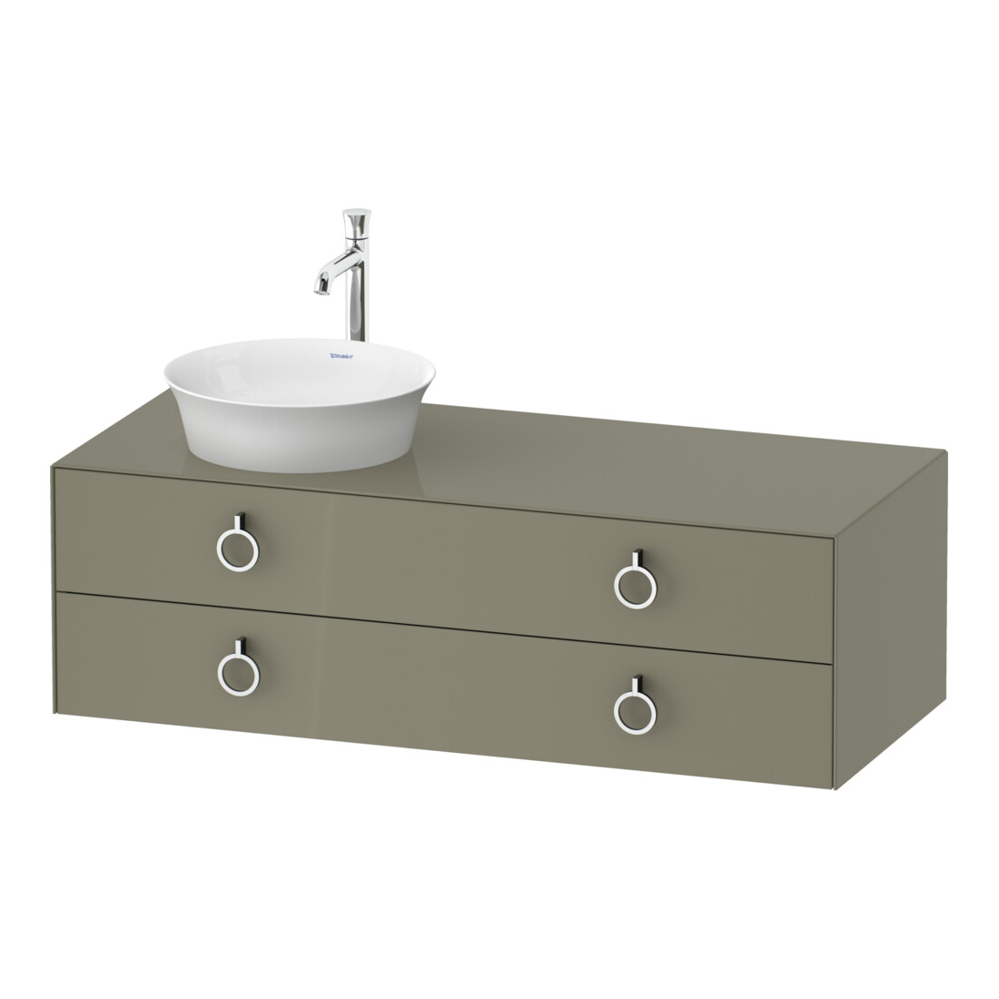 Duravit Meuble sous lavabo White Tulip 130x55 cm, 2 tiroirs, G, B gauche, gris pierre brillant