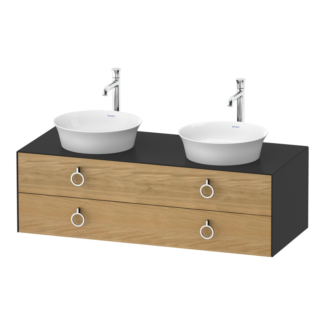 Duravit Meuble sous lavabo White Tulip 130x55 cm, 2 tiroirs, gris naturel mat