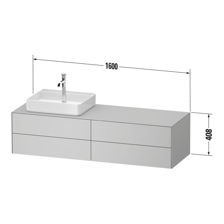 Duravit Meuble sous-lavabo White Tulip 160x55 cm, Be R, gris, éclairage intégré