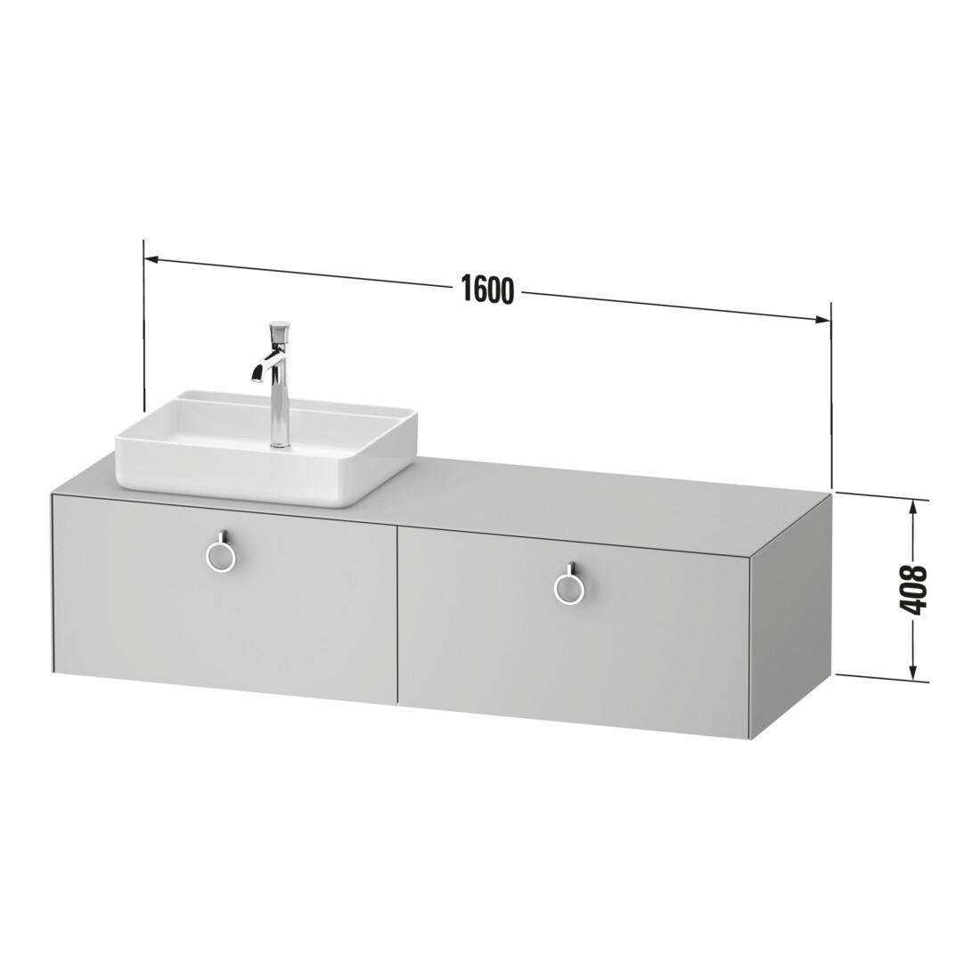 Duravit Meuble sous lavabo White Tulip 160x55 cm, blanc, éclairage intégré