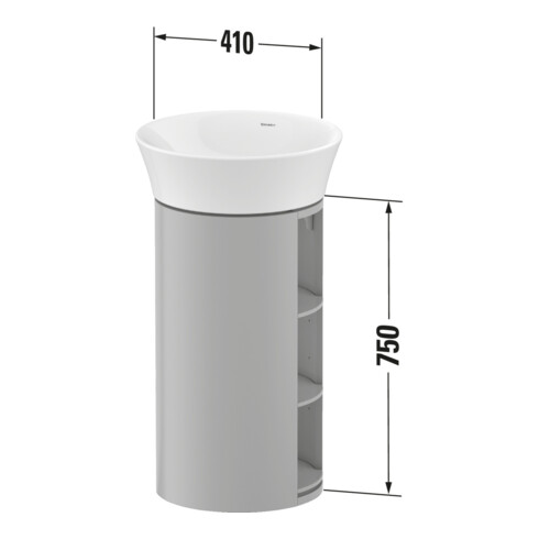 Duravit Meuble sous lavabo White Tulip 41x41x75 cm, 2 compartiments horizontaux, graphite mat s-matt