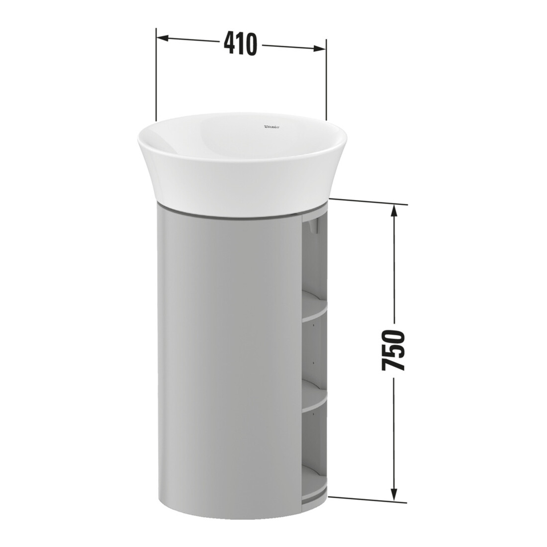 Duravit Meuble sous lavabo White Tulip 41x41x75 cm, 2 compartiments horizontaux, graphite mat s-matt