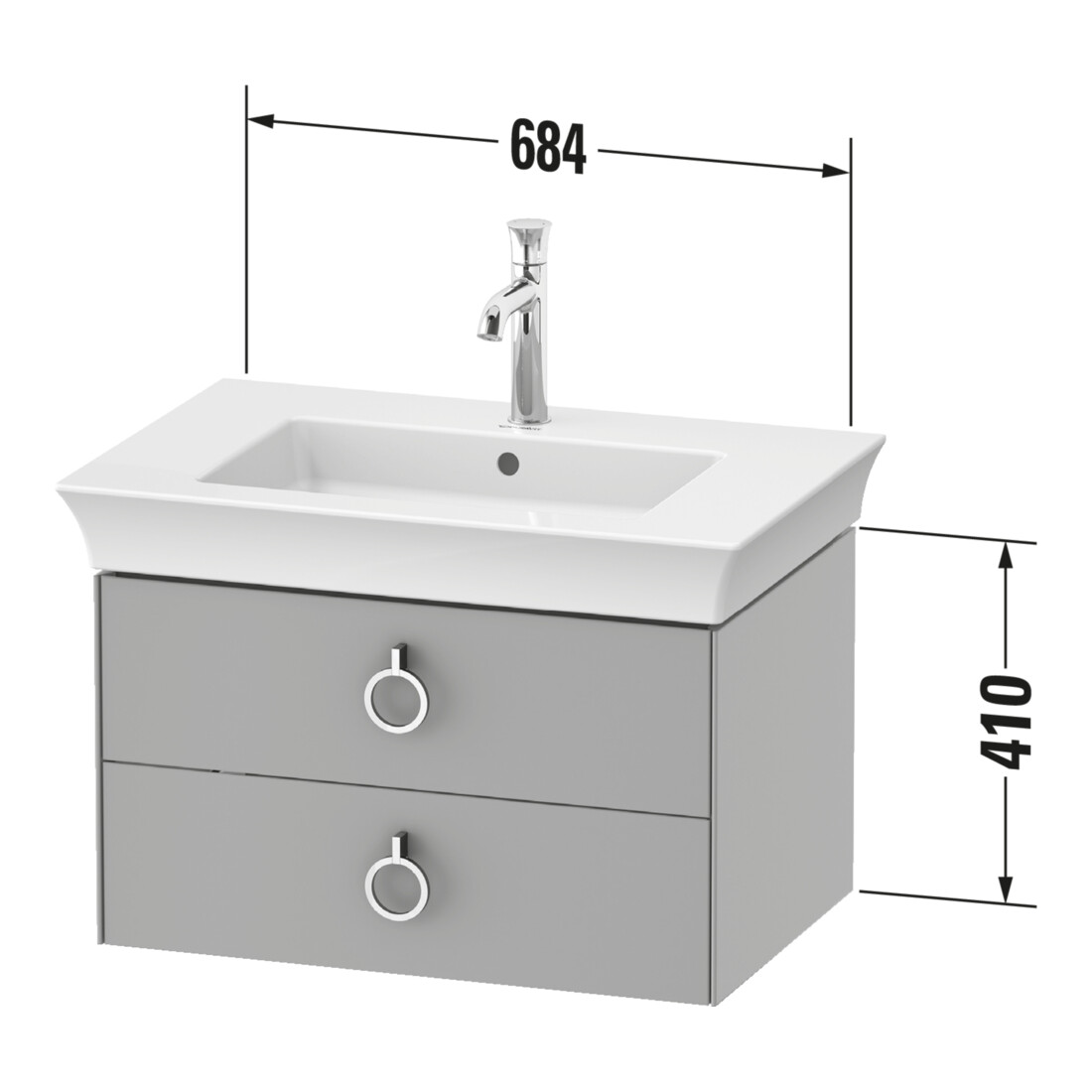 Duravit Meuble sous lavabo White Tulip 68,4x45,8 cm, 2 tiroirs, blanc