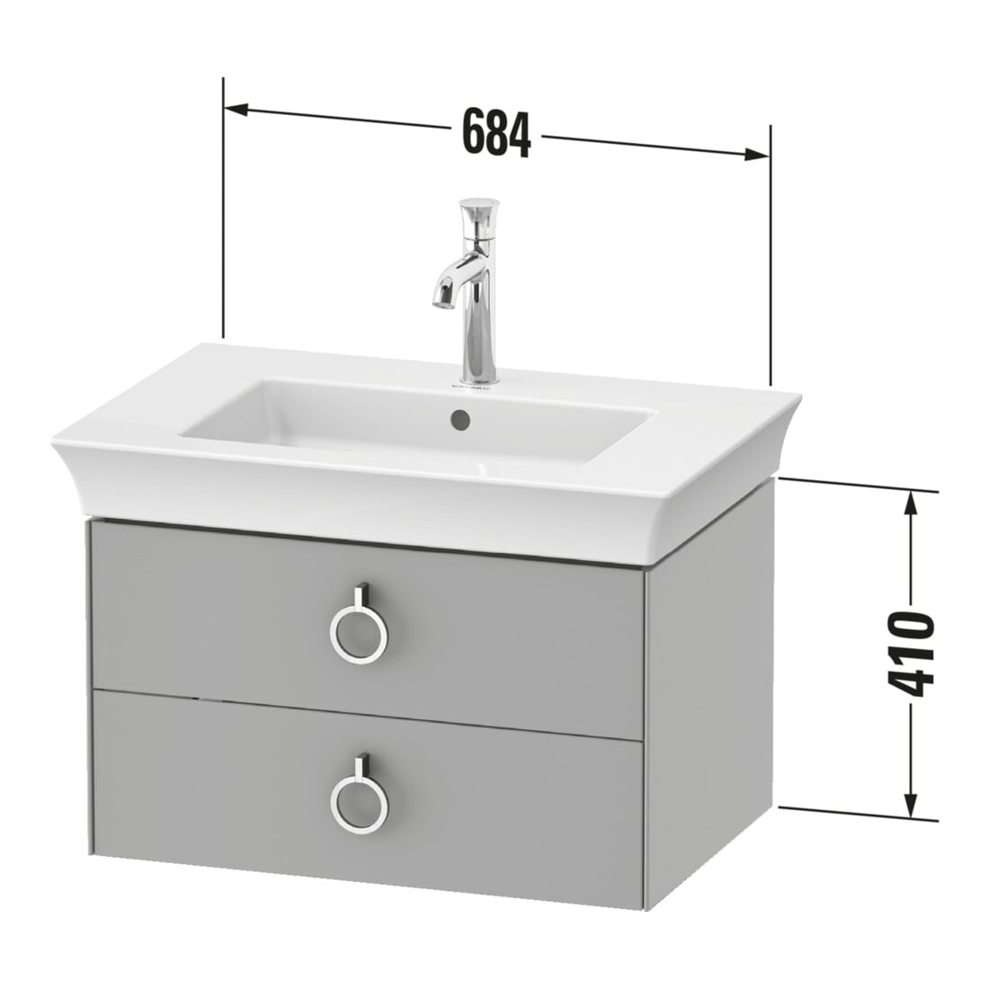Duravit Meuble sous-lavabo White Tulip 68,4x45,8 cm, US N m/gra g, 2 tiroirs G, blanc
