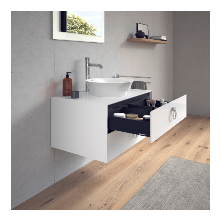 Duravit Meuble sous-lavabo White Tulip 80x55 cm, blanc, 2 tiroirs, 1 tablette