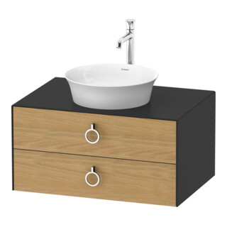 Duravit Meuble sous-lavabo White Tulip 80x55 cm, E N m/gris m, 2 tiroirs G, 1 plan