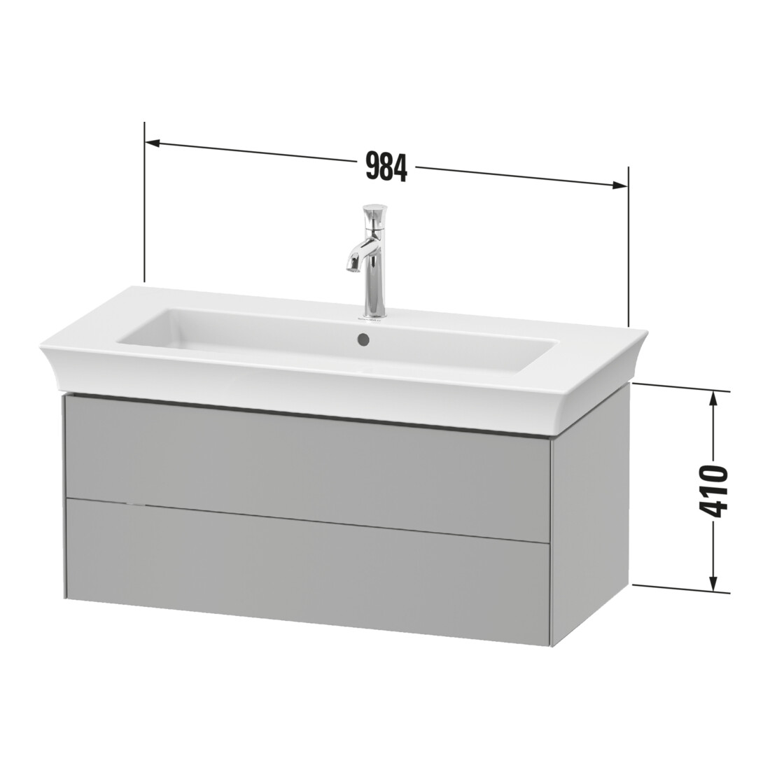 Duravit Meuble sous-lavabo White Tulip 98,4x45,8 cm, gris mat, 2 tiroirs, suspendu