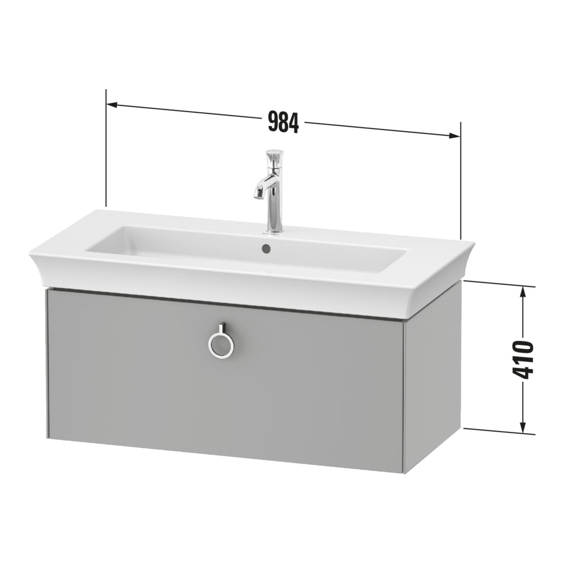 Duravit Meuble sous-lavabo White Tulip 98,4x45,8 cm, gris moyen, 1 tiroir, suspendu