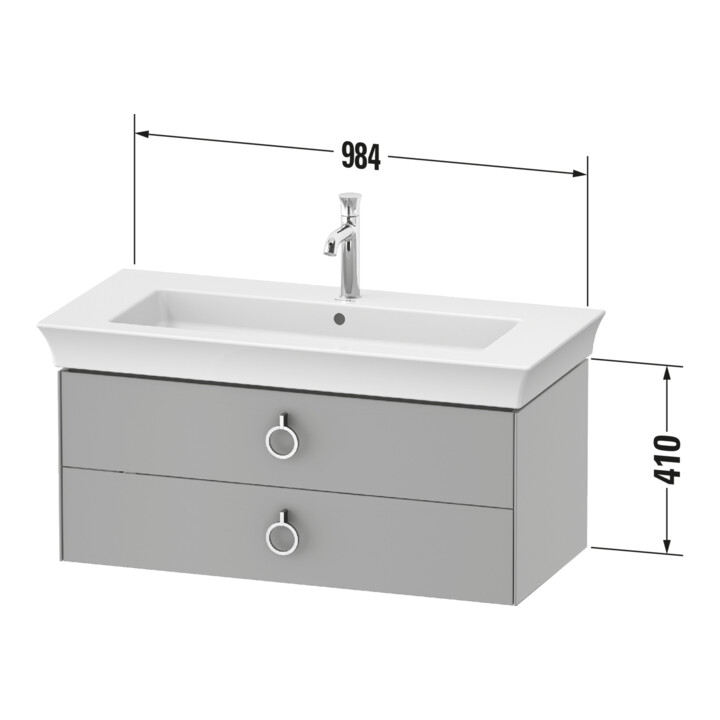 Duravit Meuble sous-lavabo White Tulip 98,4x45,8 cm, US N avec plan, 2 tiroirs, blanc