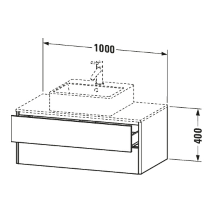 Duravit Meuble sous-lavabo XSquare 100x54,8 cm, 2 tiroirs, suspendu