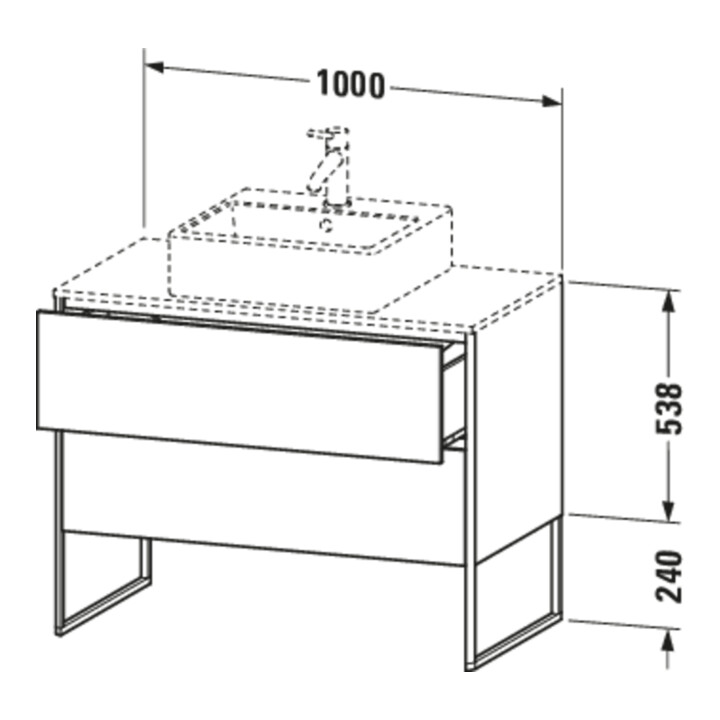 Duravit Meuble sous-lavabo XSquare 100x54,8 cm, blanc mat, 2 tiroirs, posé