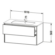 Duravit Meuble sous lavabo XSquare 101x47,8 cm, graphite mat, 2 tiroirs, suspendu-5