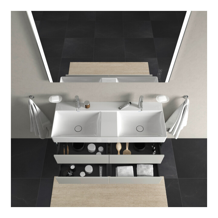 Duravit Meuble sous lavabo XSquare 118,4x46x39,7 cm, 4 tiroirs, suspendu, béton gris